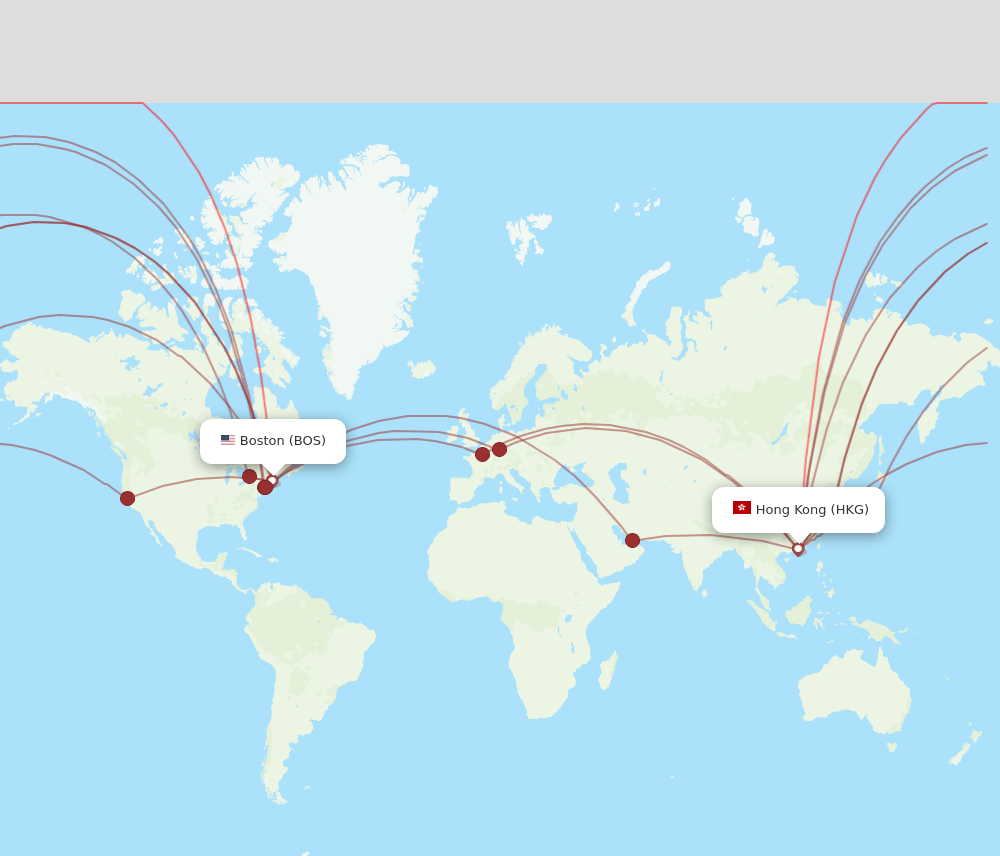 HKG-BOS flight routes