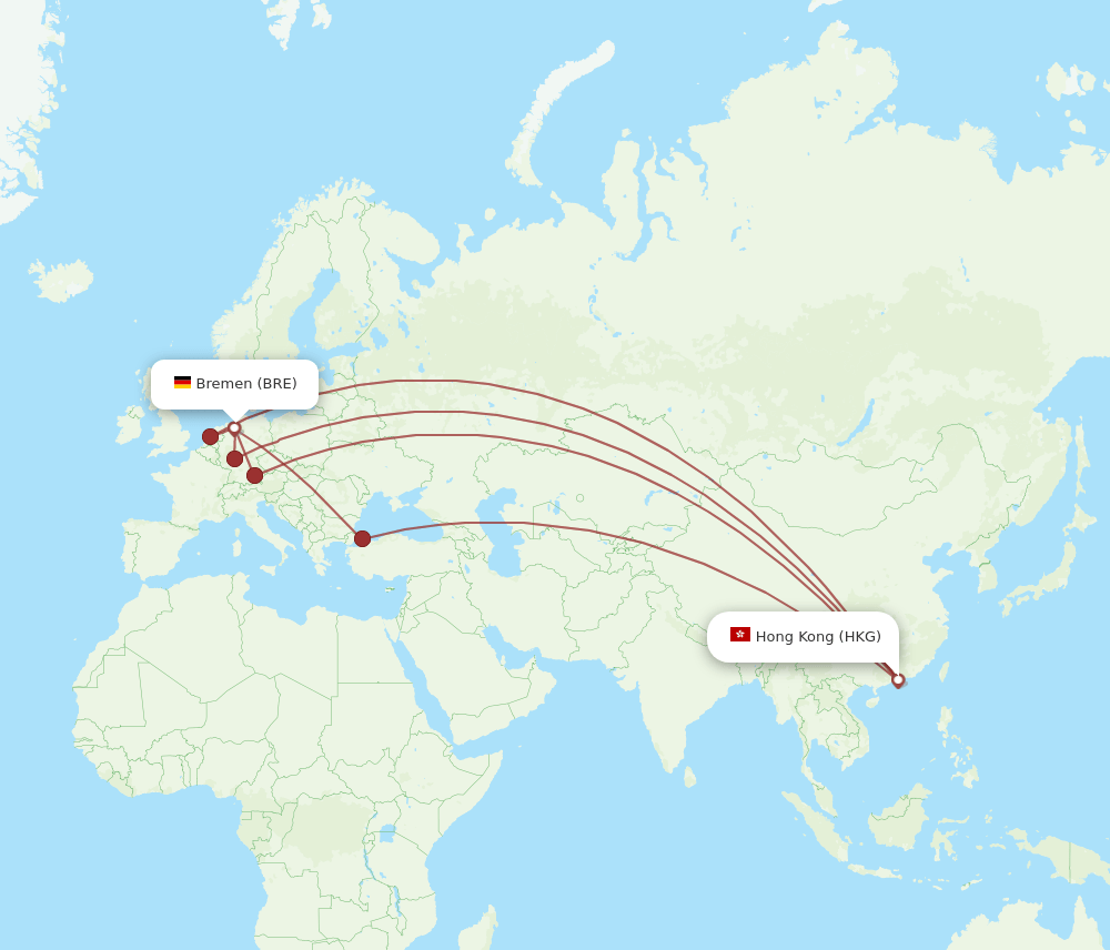 HKG-BRE flight routes