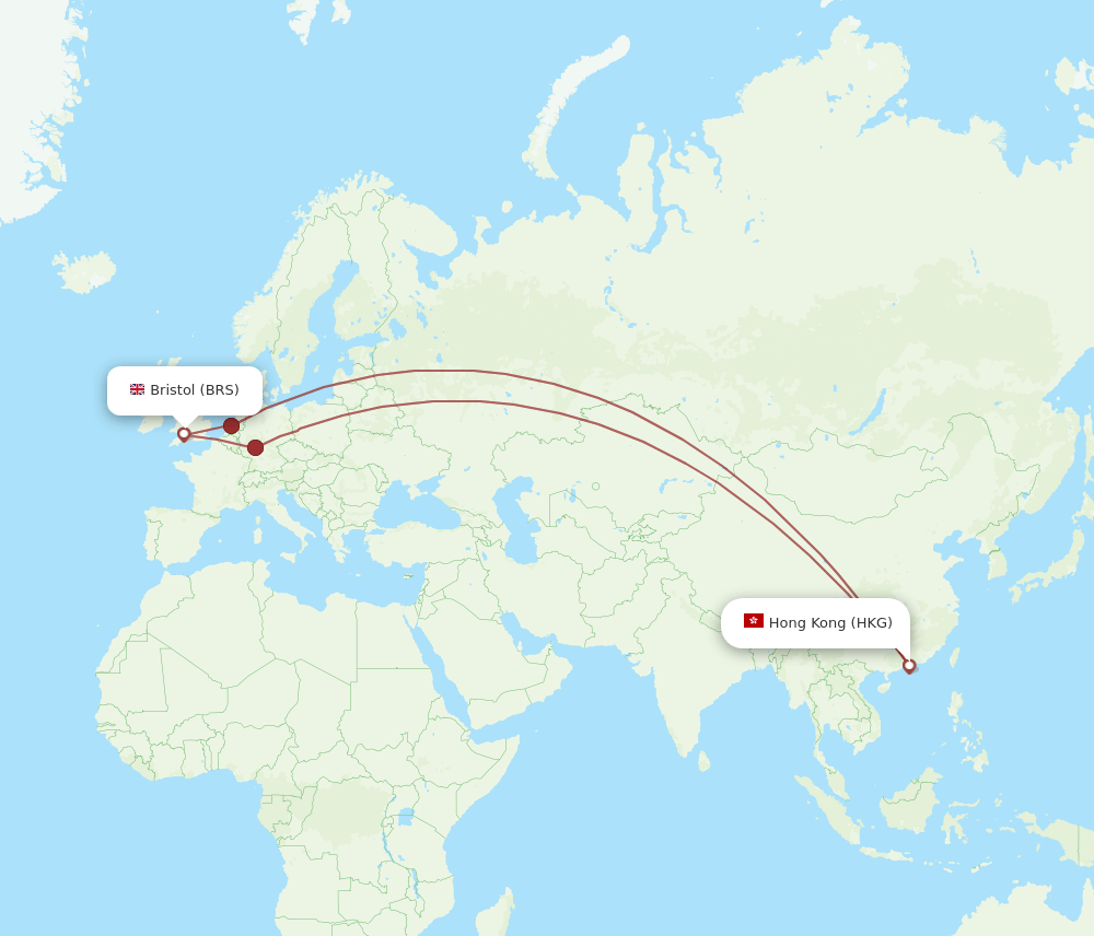 HKG-BRS flight routes