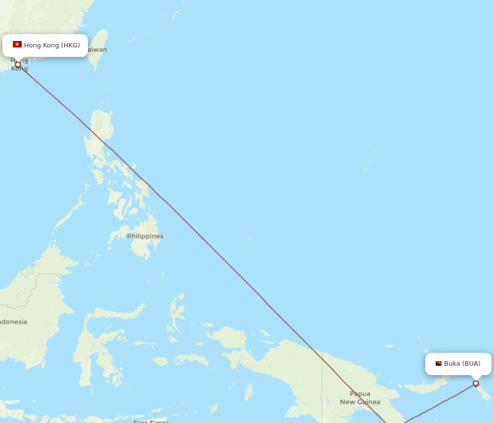 HKG-BUA flight routes