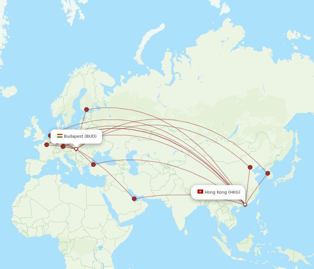 HKG-BUD flight routes