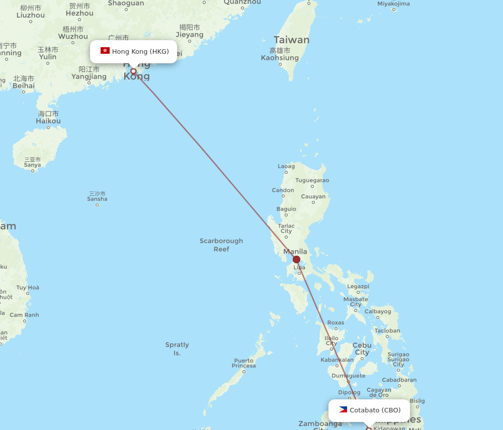 HKG-CBO flight routes