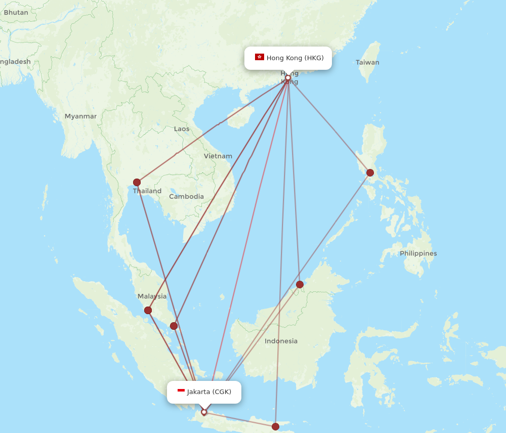 HKG to CGK flights and routes map