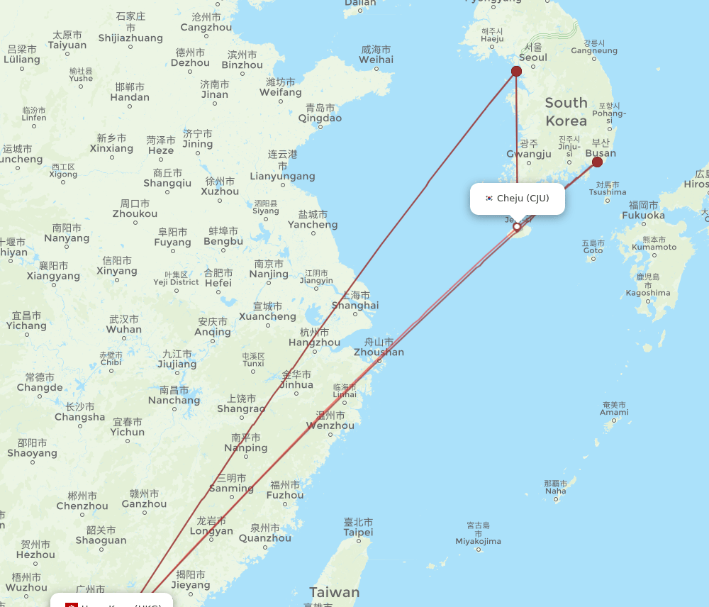 HKG-CJU flight routes