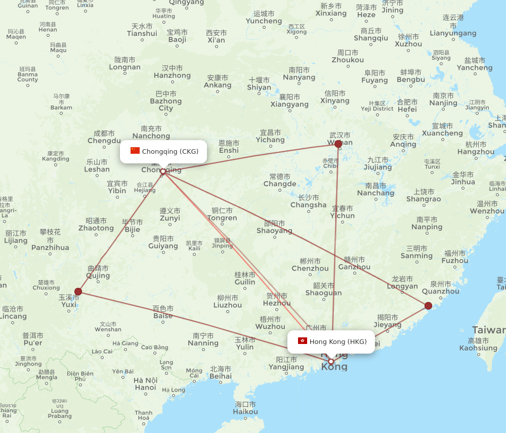 HKG-CKG flight routes