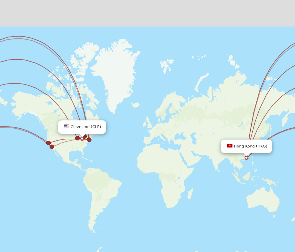 HKG-CLE flight routes