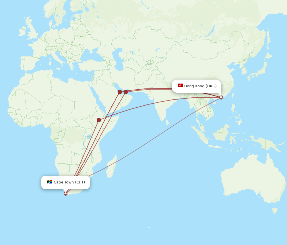 HKG-CPT flight routes