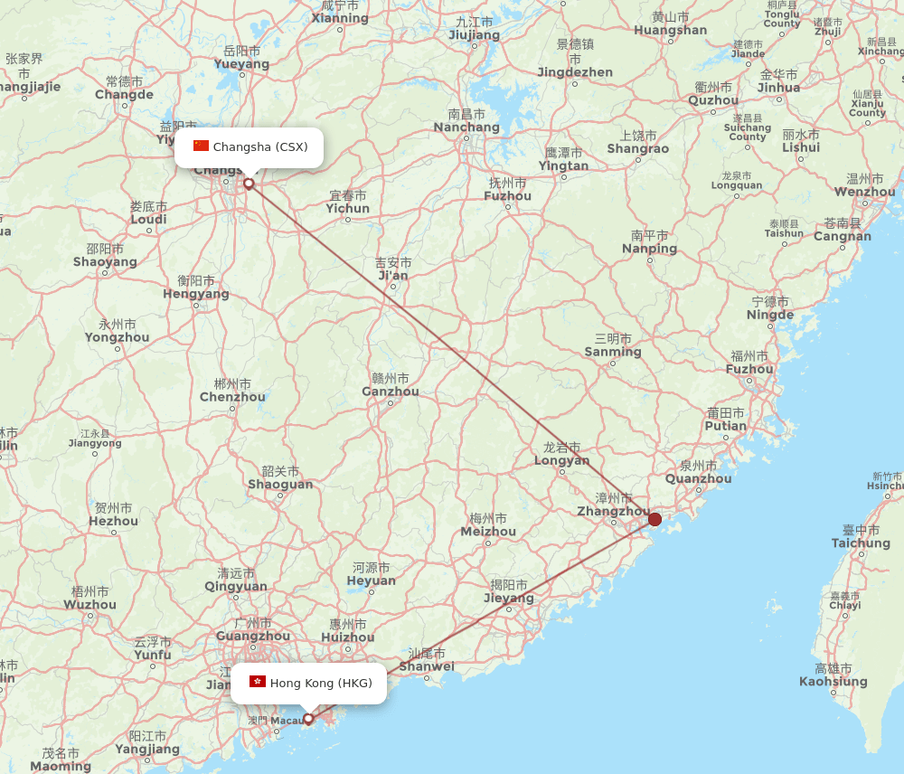 HKG-CSX flight routes