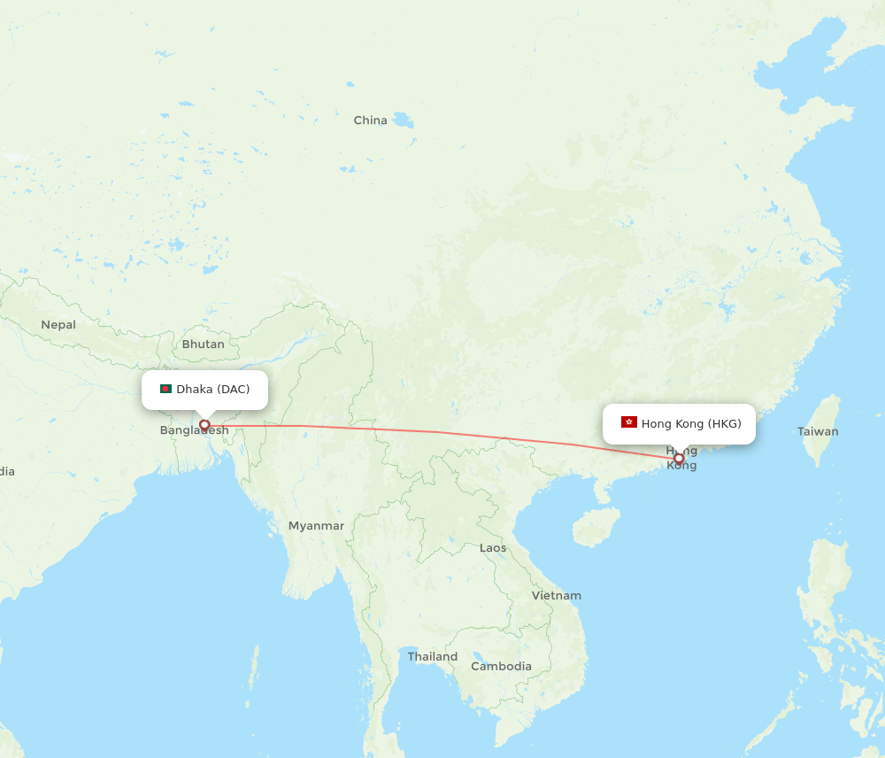 HKG-DAC flight routes