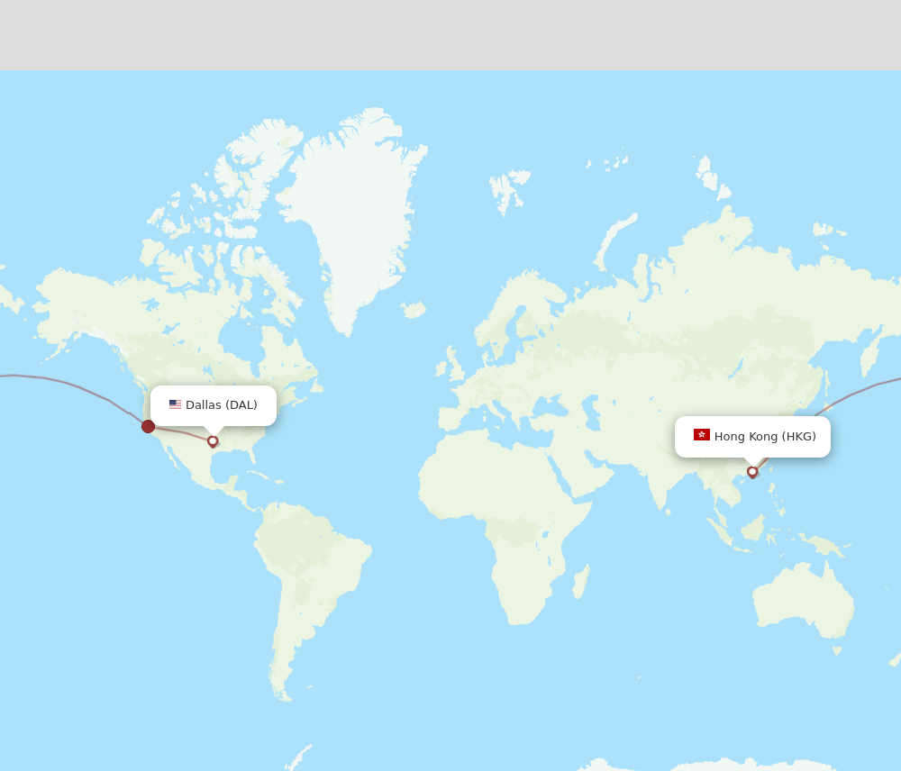 HKG to DAL flights and routes map