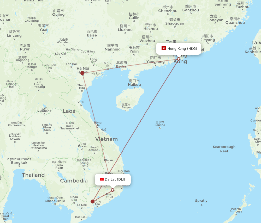 HKG-DLI flight routes