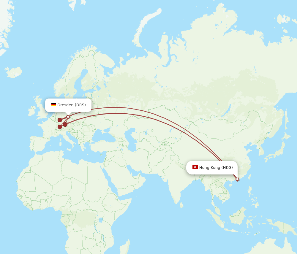 HKG-DRS flight routes