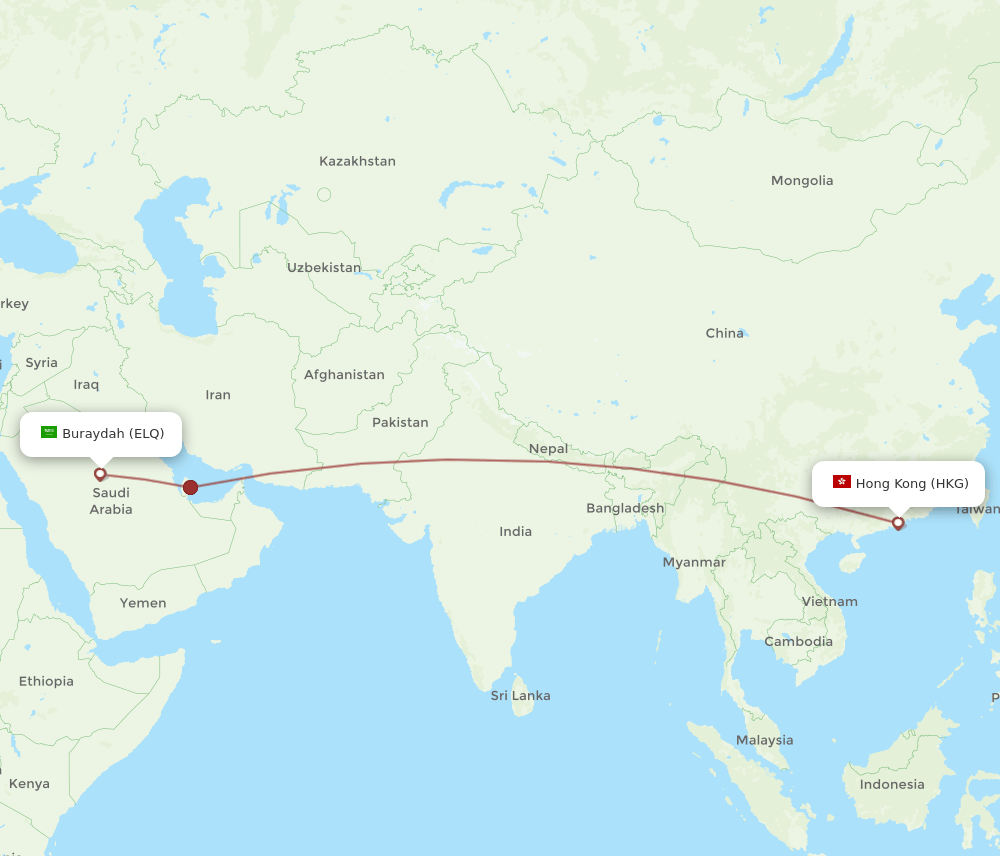 HKG-ELQ flight routes