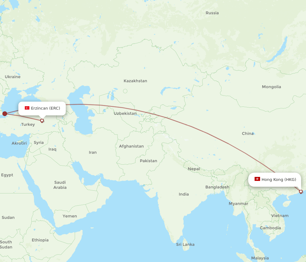 HKG-ERC flight routes