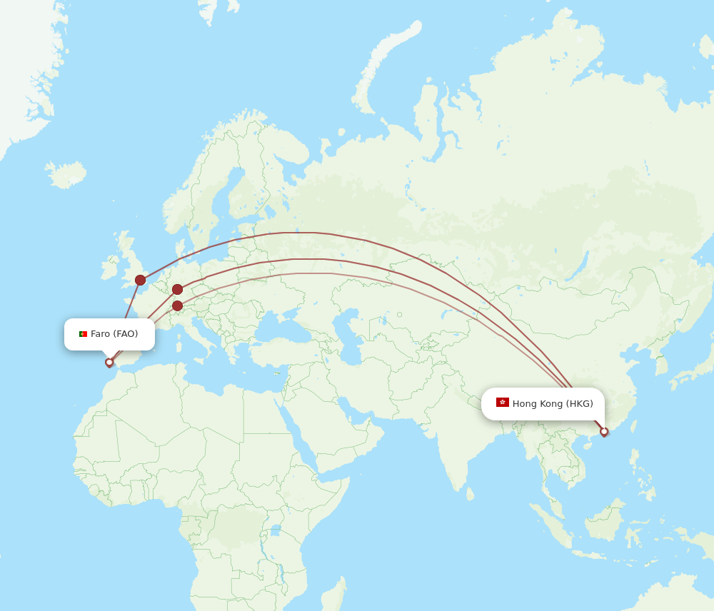 HKG-FAO flight routes