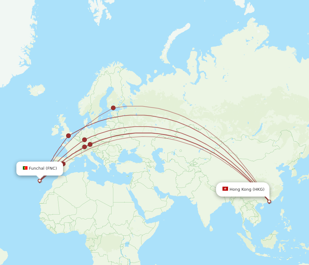 HKG-FNC flight routes