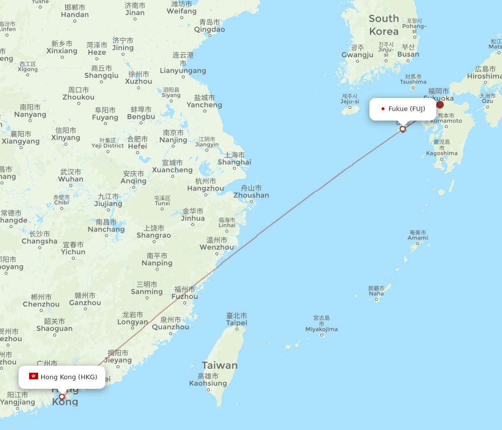 HKG-FUJ flight routes