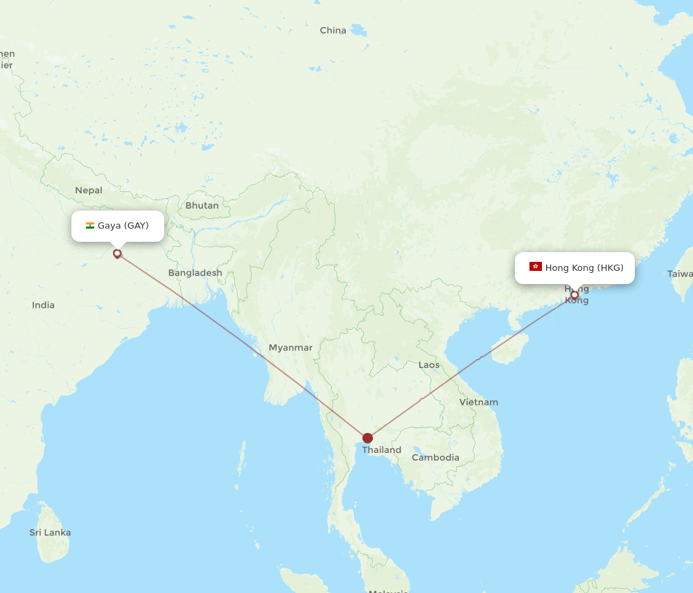 HKG-GAY flight routes