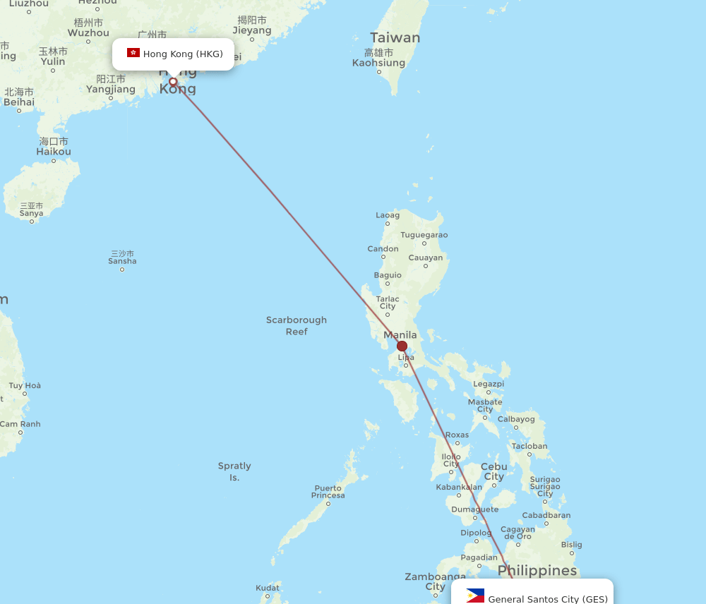 HKG-GES flight routes
