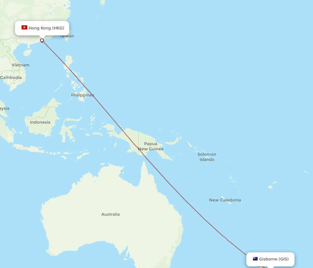 HKG-GIS flight routes