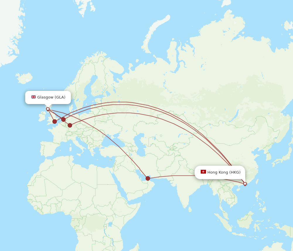 HKG-GLA flight routes