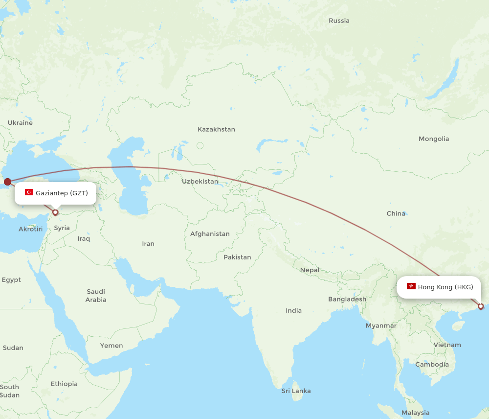 HKG-GZT flight routes