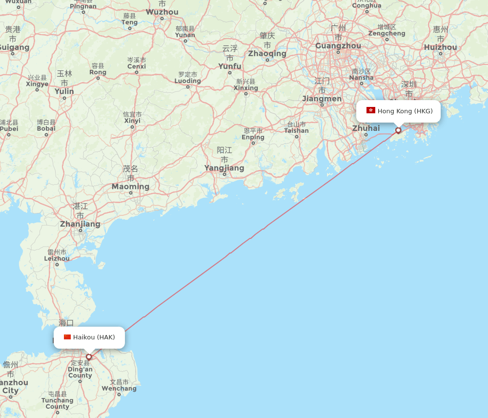 HKG-HAK flight routes