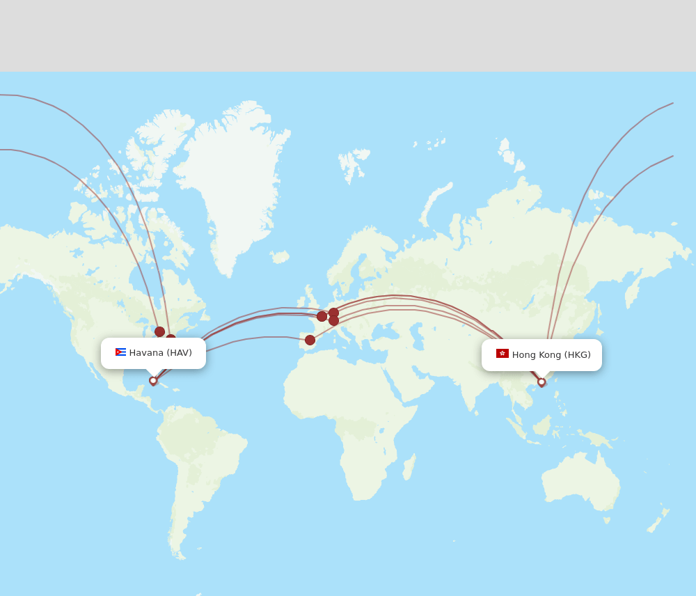 HKG-HAV flight routes