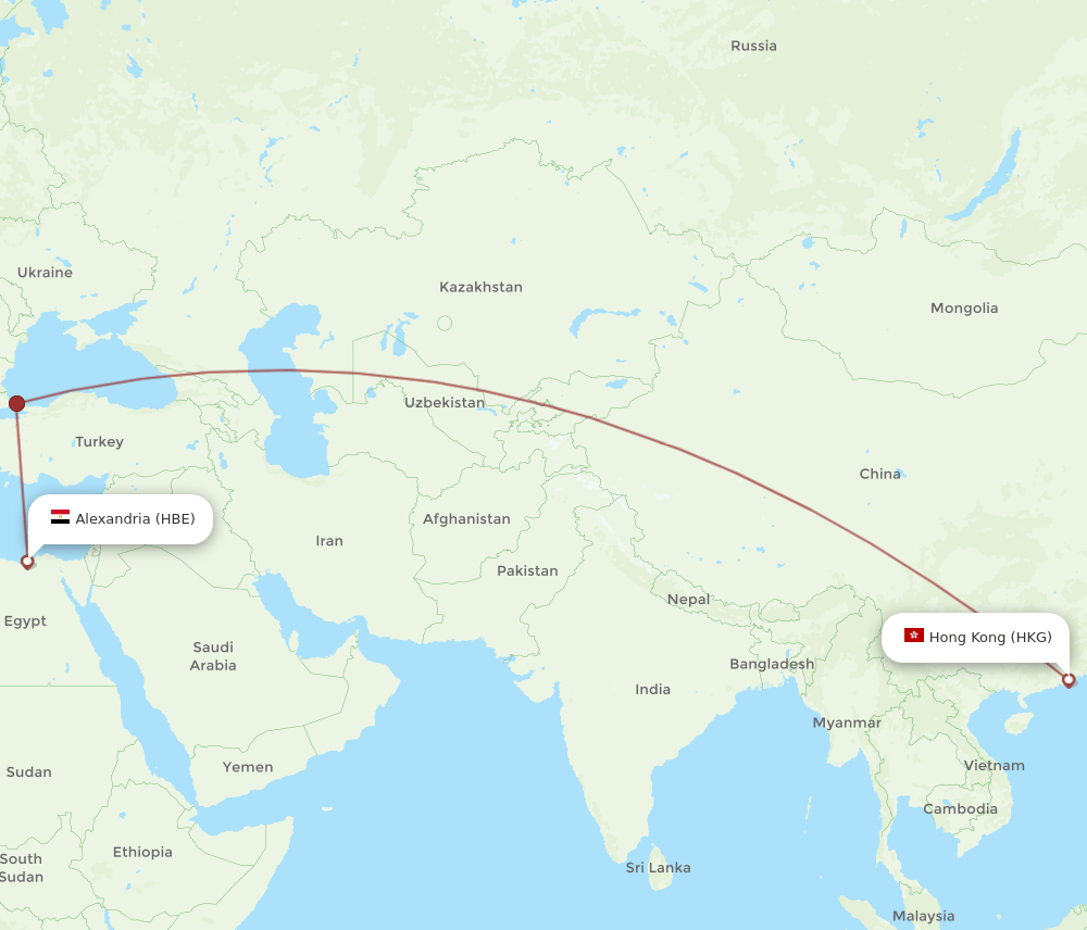 HKG-HBE flight routes