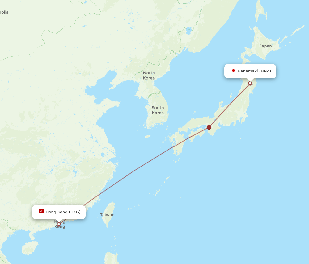 HKG-HNA flight routes