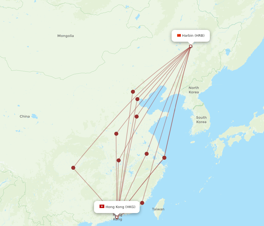 HKG-HRB flight routes