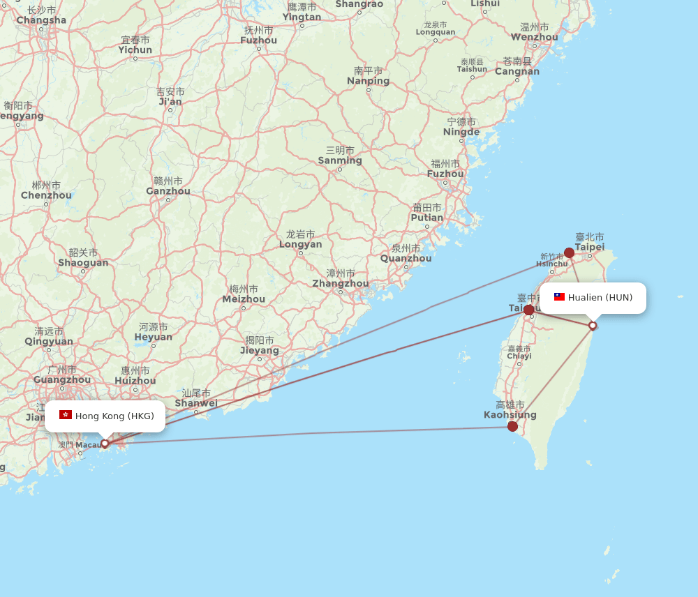 HKG-HUN flight routes