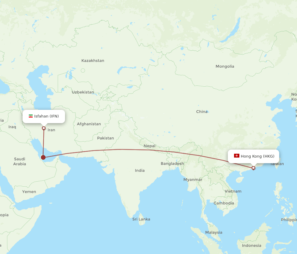 HKG-IFN flight routes