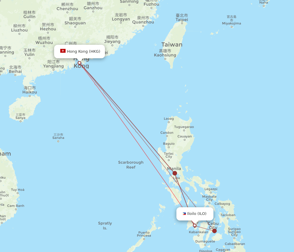 HKG-ILO flight routes