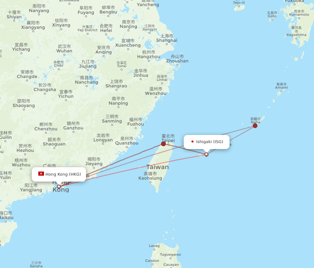 HKG-ISG flight routes