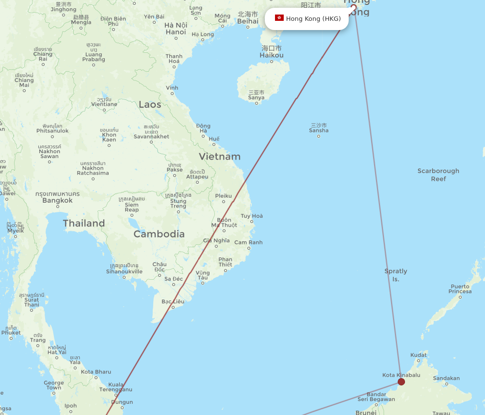 HKG to JHB flights and routes map