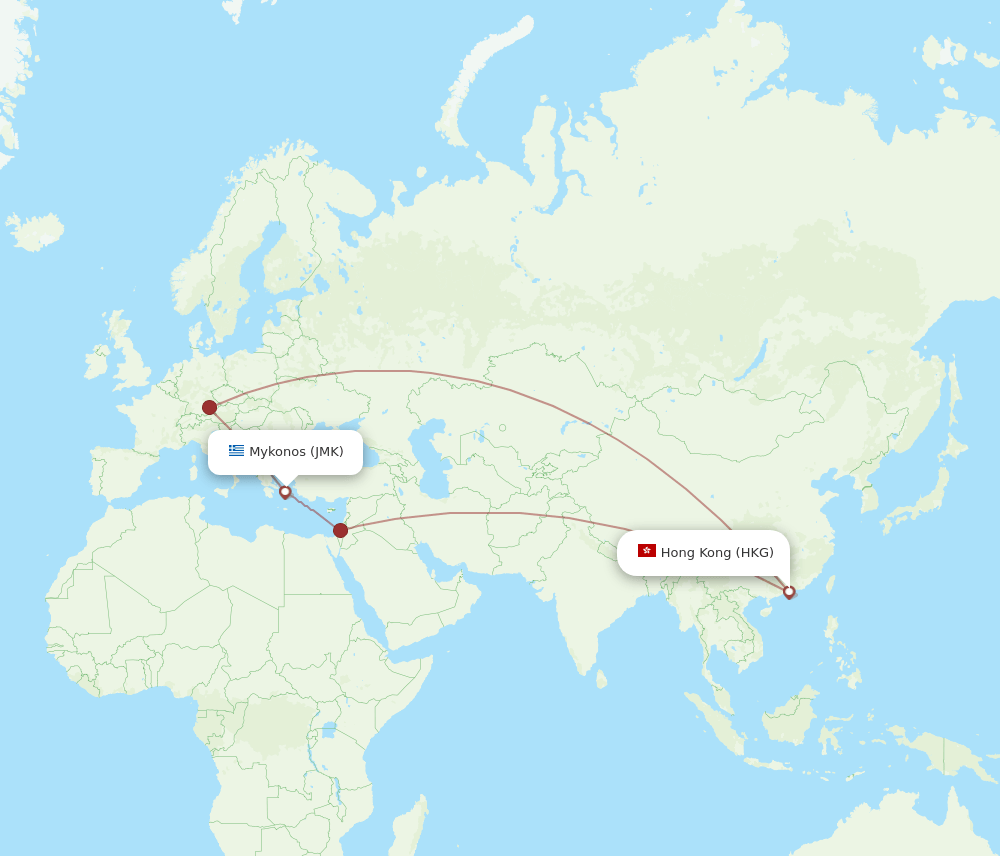 HKG-JMK flight routes