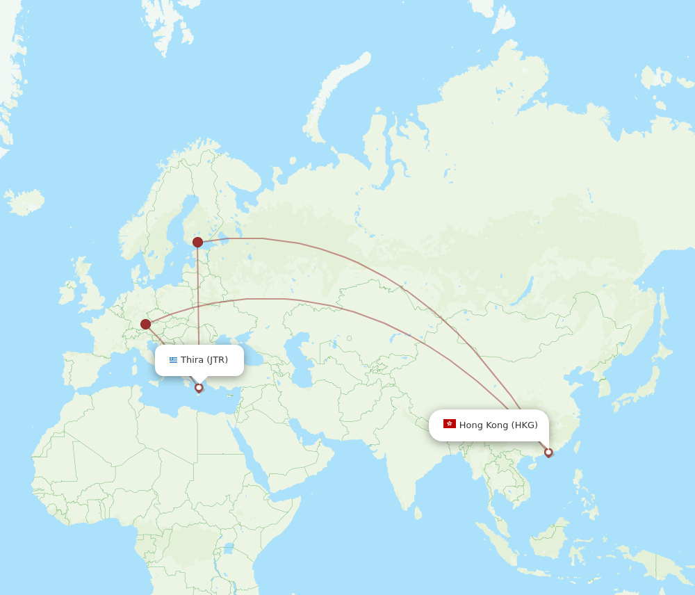 HKG-JTR flight routes