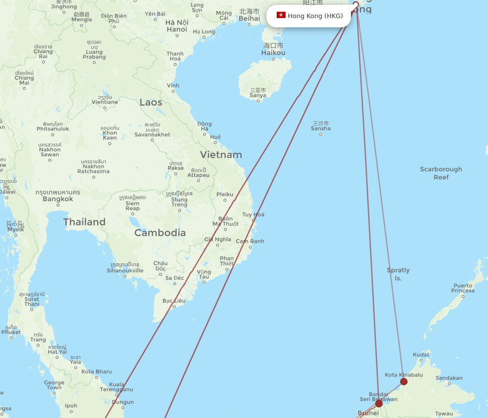 HKG-KCH flight routes