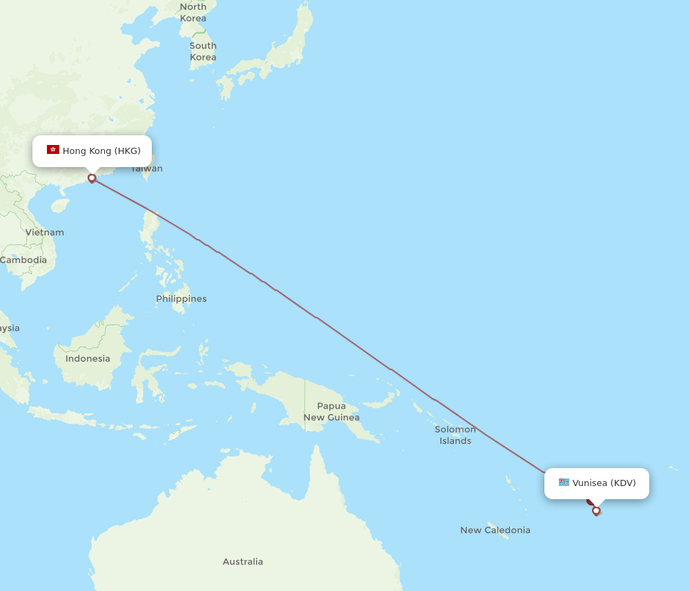 HKG-KDV flight routes