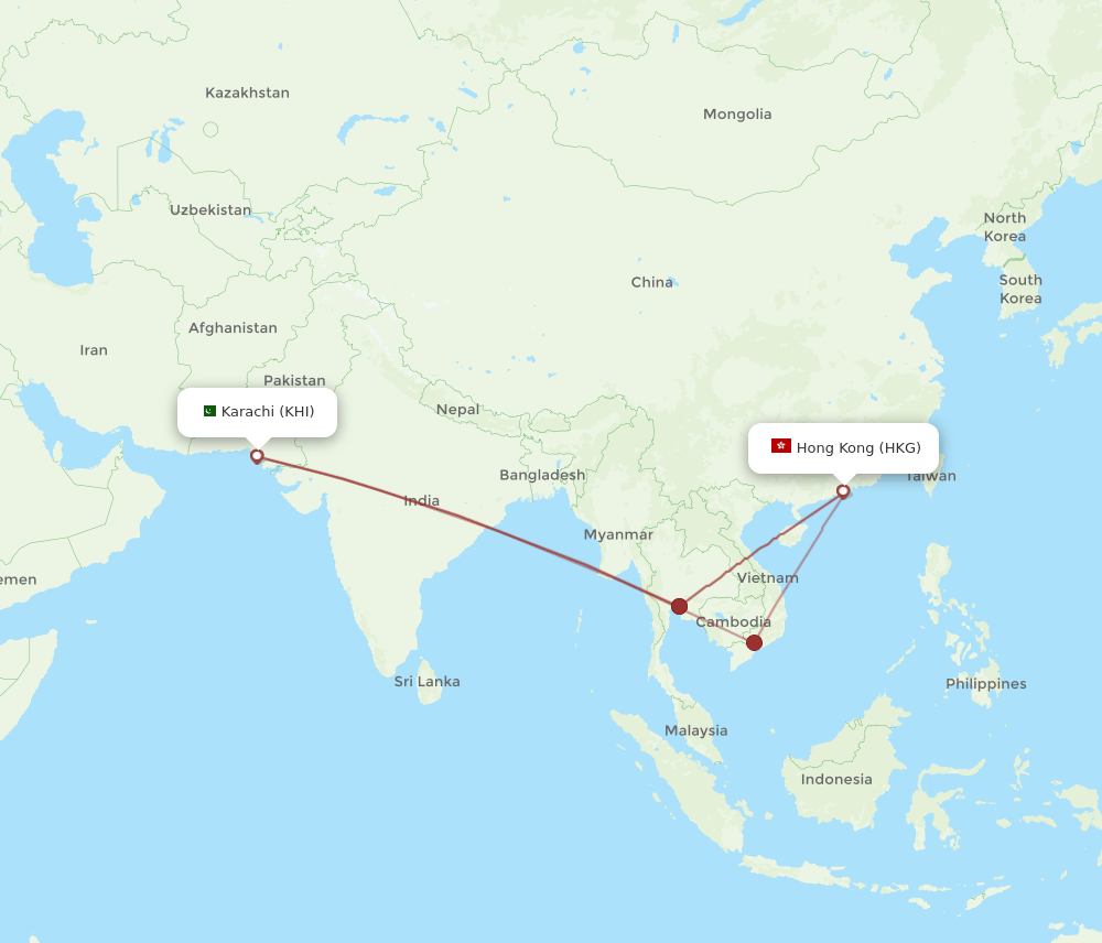 HKG-KHI flight routes