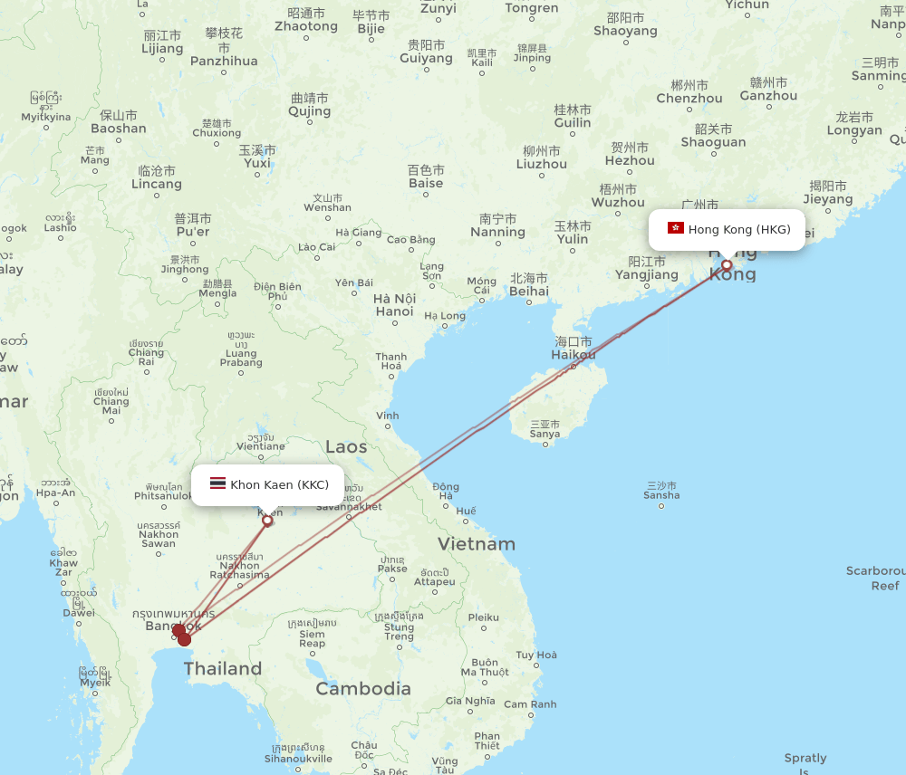 HKG to KKC flights and routes map