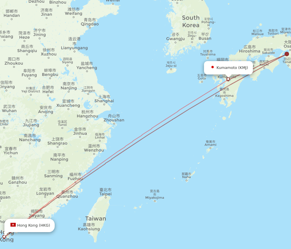 HKG-KMJ flight routes
