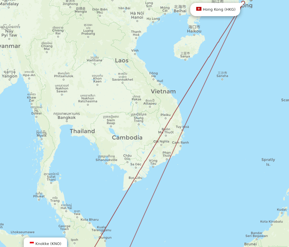 HKG-KNO flight routes