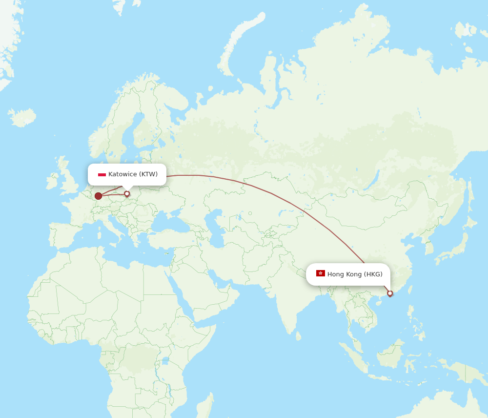 HKG-KTW flight routes