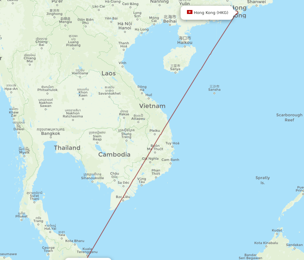 HKG-KUA flight routes