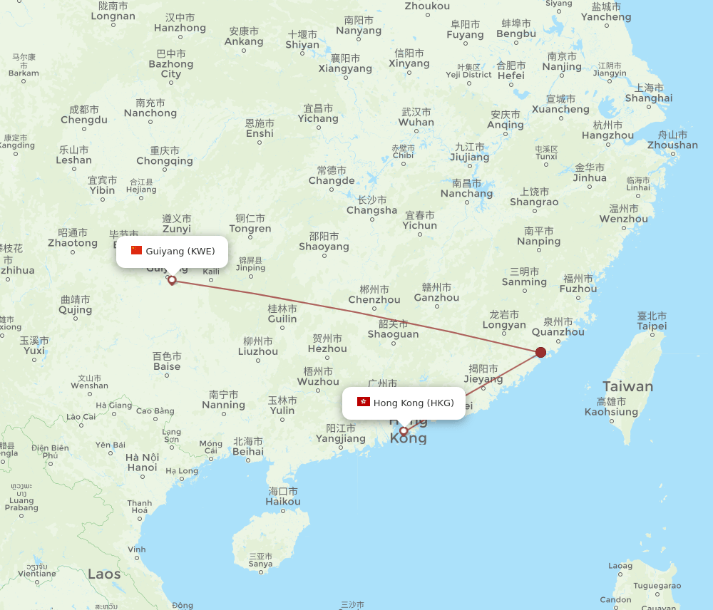 HKG-KWE flight routes