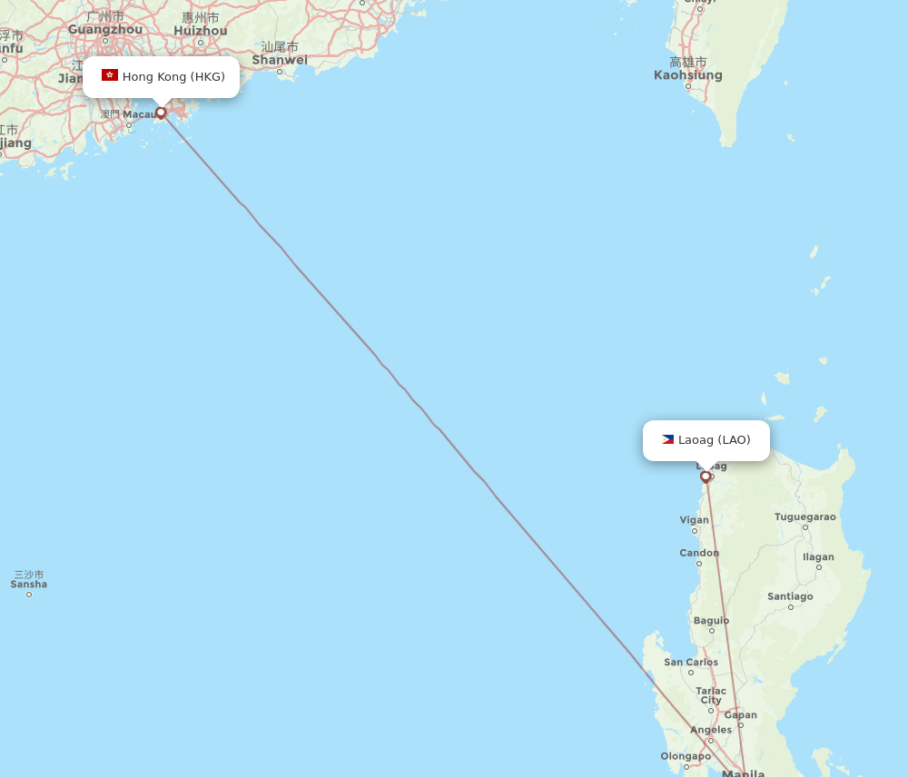 HKG-LAO flight routes