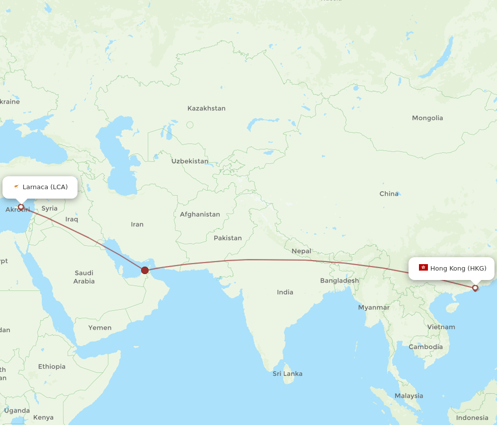 HKG-LCA flight routes