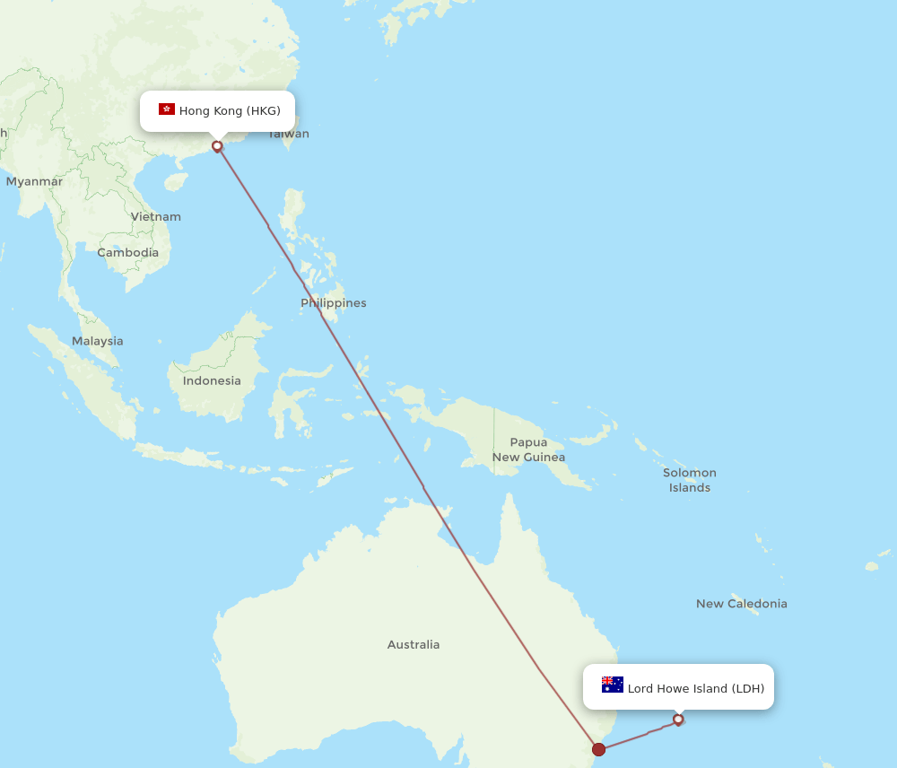 HKG-LDH flight routes